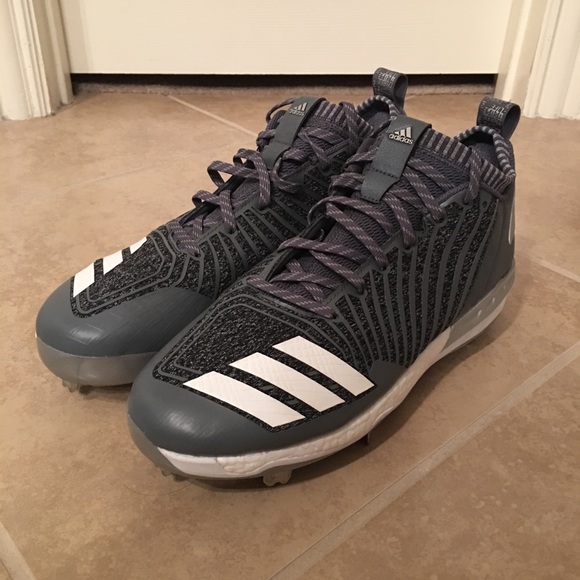 Adidas Boost Icon 3 Baseball Cleats- white/onyx - Picture 5 of 7